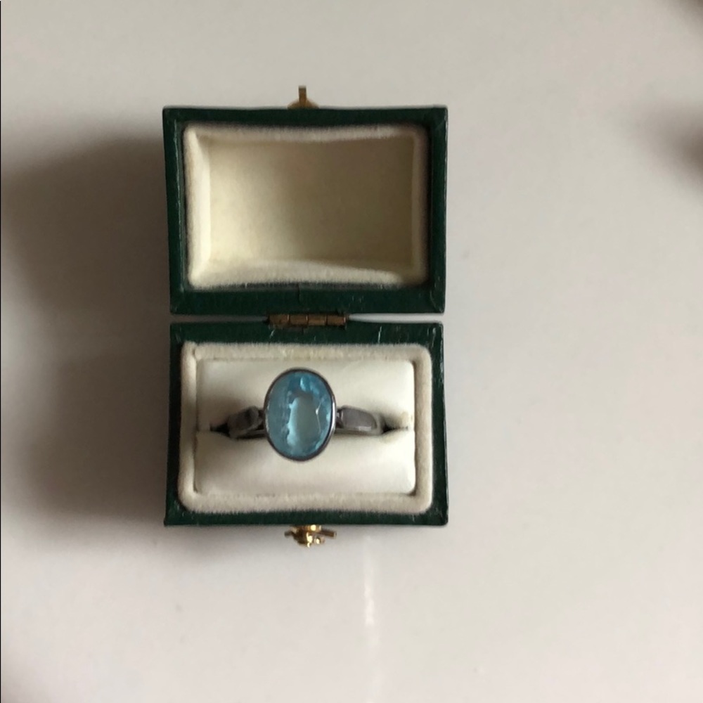 Antique blue topaz and silver ring